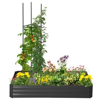 5.9' x 3' x 1' Raised Garden Bed with Support Rod, Steel Frame Elevated Planter Box, Black
