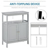 Freestanding Bathroom Storage Cabinet Organizer Cupboard with Double Doors Wooden Furniture Grey