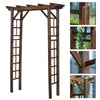 7' Wood Steel Outdoor Garden Arched Trellis Arbor with Natural Fir Wood & Side Panel for Climbing Vines, Carbonized Color