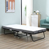 Rollaway Bed, Folding Bed with 4" Mattress, Portable Foldable Guest Bed with Sturdy Metal Frame and Wheels, White
