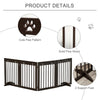 Freestanding Pet Gate, Wooden Dog Barrier, Folding Safety Fence with 4 Panel, Support Feet up to 80.25" Long 24" Tall for Doorway, Brown