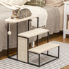20" 3 Steps Cat Stairs, Carpeted Ladder Ramp, Pet Steps with Scratching Board and Hanging Ball for Small Cats, Steel Frame, Cream White