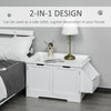 Wooden Cat Litter Box Enclosure Kitten House with Nightstand End Table and Storage Rack Magnetic Doors, White