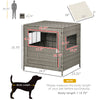 Rattan Dog Crate, Wicker Dog Cage with Lockable Door and Soft Washable Cushion, Dog Kennel Furniture for Small Sized Dogs, Grey