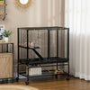2-Tier Small Animal Cage Pet Playpen for Ferrets Chinchillas Guinea Pigs Kittens with Wheels Removable Tray Platform Ramp, 36" x 20" x 42"