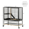 2-Tier Small Animal Cage Pet Playpen for Ferrets Chinchillas Guinea Pigs Kittens with Wheels Removable Tray Platform Ramp, 36" x 20" x 42"