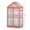 32" x 19" x 54" Greenhouse Flower Planter Protection w/ Adjustable Shelves, Double Doors, Garden Wooden Cold Frame Orange