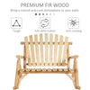 Outdoor Adirondack Rocking Chair with Log Slatted Design, 2-Seat Patio Wooden Rocker Loveseat with High Back for Lawn, Burlywood