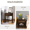 Bedside Night Stand with Drawer, Top and Bottom Shelf for Small Spaces, Dark Brown