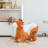 Kids Ride On Rocking Horse, Plush Animal Toy Sturdy Wooden Rocker with Songs for Boys or Girls