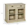 Rustic Farmhouse Sideboard, Buffet Cabinet with 2 Glass Doors, Adjustable Shelves and 2 Drawers for Kitchen, Living Room, Oak