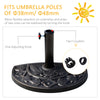 20lbs Half Round Patio Umbrella Base Outdoor Decorative Resin Parasol Stand Holder for Î¦1.5", Î¦1.9" Pole, Lawn, Deck, Garden Use, Bronze