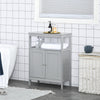Freestanding Bathroom Storage Cabinet Organizer Cupboard with Double Doors Wooden Furniture Grey