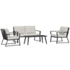 4 Piece Patio Furniture Set Aluminum Conversation Set Garden Sofa Set with Armchairs, Loveseat, Center Coffee Table and Cushions, Cream White