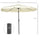 9ft Patio Umbrella with Push Button Tilt and Crank, Outdoor Market Table Umbrella with Fringed Tassles and 8 Ribs, for Garden, Deck, Pool, Cream White