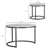 Round Nesting Tables Set of 2, Stacking Coffee Table Set with Metal Frame for Living Room, Grey