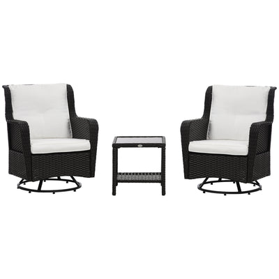 Patio Bistro Set, Porch Furniture with 360Â° Rotation & Rocking Function, 28.25