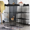 Pet Playpen DIY Small Animal Cage Fence with Door Ramp Accessories Indoor Outdoor for Kitten Pet Mink Black