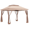 11' x 11' Pop Up Gazebo Outdoor Canopy Shelter with 2-Tier Soft Top, Removable Zipper Netting w/ Large Shade, Storage Bag for Patio, Khaki
