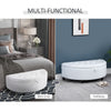 Half Moon Modern Luxurious Polyester Fabric Storage Ottoman Bench with Legs Lift Lid Thick Sponge Pad for Living Room, White