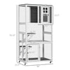 Outdoor Cat House, Wooden Catio on Wheels, Large Kitten Playpen with Weather Protection Roof, 2 Platforms, Resting Condo, Enter Door 36"L