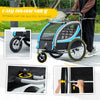 Blue 3-in-1 Bike Trailer for Kids, Running Stroller with 2 Seats, Jogging Cart with 5-Point Harness, Storage Units