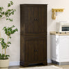 72" 4-Door Kitchen Pantry with Drawer and 3 Shelves, Walnut