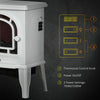 Electric Fireplace Stove, Freestanding Fireplace Heater with Realistic LED Flame, Overheat Protection, 750W/1500W, White