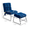 Accent Chair with Ottoman, Velvet Club Chair with Vibration Massage, Remote Control and Metal Legs for Living Room, Blue