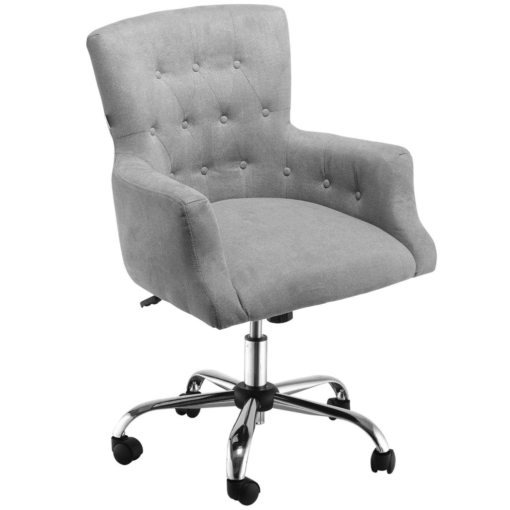 Swivel Computer Office Chair Mid Back Desk Chair for Home Study Bedroom, Light Grey
