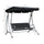 3 Person Patio Swing Seats, Porch Swing with Stand and Adjustable Canopy Outdoor Swing Chair Bench for Garden, Poolside, Black