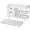 Shoe Cabinet, Wooden Storage Bench with Cushion, Entryway Rack with Drawers, Open Shelves, Country White