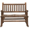 2-Person Wood Rocking Chair with Log Design, Heavy Duty Loveseat with Wide Curved Seats for Patio, Backyard, Garden, Walnut