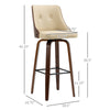 Bar Height Bar Stools, PU Leather Swivel Barstools with Footrest and Tufted Back, Set of 4, Beige