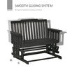 2-Person Patio Swing Glider Bench with Quick Drying Design and Widen Armrest, Wood Rocking Chair Loveseat for Backyard Garden Porch, Black