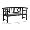 Three-Person  Wooden Bench, Three-Seater Outdoor Patio Bench, Backrest and Armrests, Rustic Country Diamond Pattern, Slatted Seat for Backyard, Porch Garden, Black