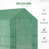 7' x 5' x 6' Walk-in Greenhouse PE Cover, 3-Tier Shelves, Steel Frame Hot house, Roll-Up Zipper Door for Flowers, Vegetables, Green
