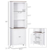 Slim Bathroom Storage Cabinet, Freestanding Linen Cabinet with Sliver Handles, Wood-Like Tabletop and Elevated Feet, Bath Room Cabinet, White
