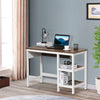 Computer Desk with Display Shelves Home Office Table Workstation  Walnut and White Wood Grain