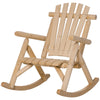 Wooden Rustic Rocking Chair, Indoor Outdoor Adirondack Log Rocker with Slatted Design for Patio, Lawn, Natural