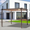 10' x 10'  Outdoor Retractable Pergola Canopy, Aluminum Patio Pergola, Backyard Shade Shelter for Porch Party, Garden, Grill Gazebo - Brown