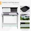 Outdoor Wooden Potting Bench Table with Removable Sink, Garden Work Station with Chalkboard, Drawer, Open Shelf Storage
