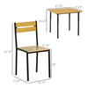Industrial 3-Piece Dining Table Set, Square Kitchen Table with 2 Chairs for Dorms, Apartments, Studios, Bamboo Wood Grain