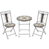 3-Piece Patio Bistro Set, Mosaic Table and 2 Armless Chairs with Foldable Design, Metal Frame for Garden, Poolside, Coffee