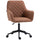 Swivel Office Chair Leather-Feel Fabric Home Study Leisure with Wheels  Brown Argyle