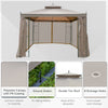 10' x 10' Steel Outdoor Patio Gazebo Canopy with Removable Mesh Curtains, Display Shelves, & Steel Frame, Brown