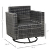 Outdoor 360Â° Swivel PE Wicker Lounge Armchair with Thick Soft Padded Cushions & Strong Steel Frame, Grey