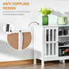 Modern Sideboard, Buffet Cabinet with Storage Shelves, Slatted Framed Doors and Cable Management Hole, White
