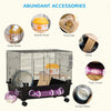 2-Tier Hamster Cage, Small Animal Habitat for Rats, Gerbils, Mesh Wire Ventilated Enclosure with Exercise Wheel, Water Bottle, and Food Dishes