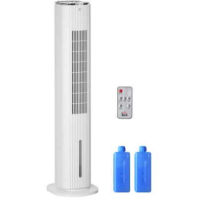 2-In-1 Portable Swivel Air Conditioner Humidifier Cooling Fan for Home Office with 3 Modes, 3 Speeds, Remote Control, 1.3 Gal Water Tank, White